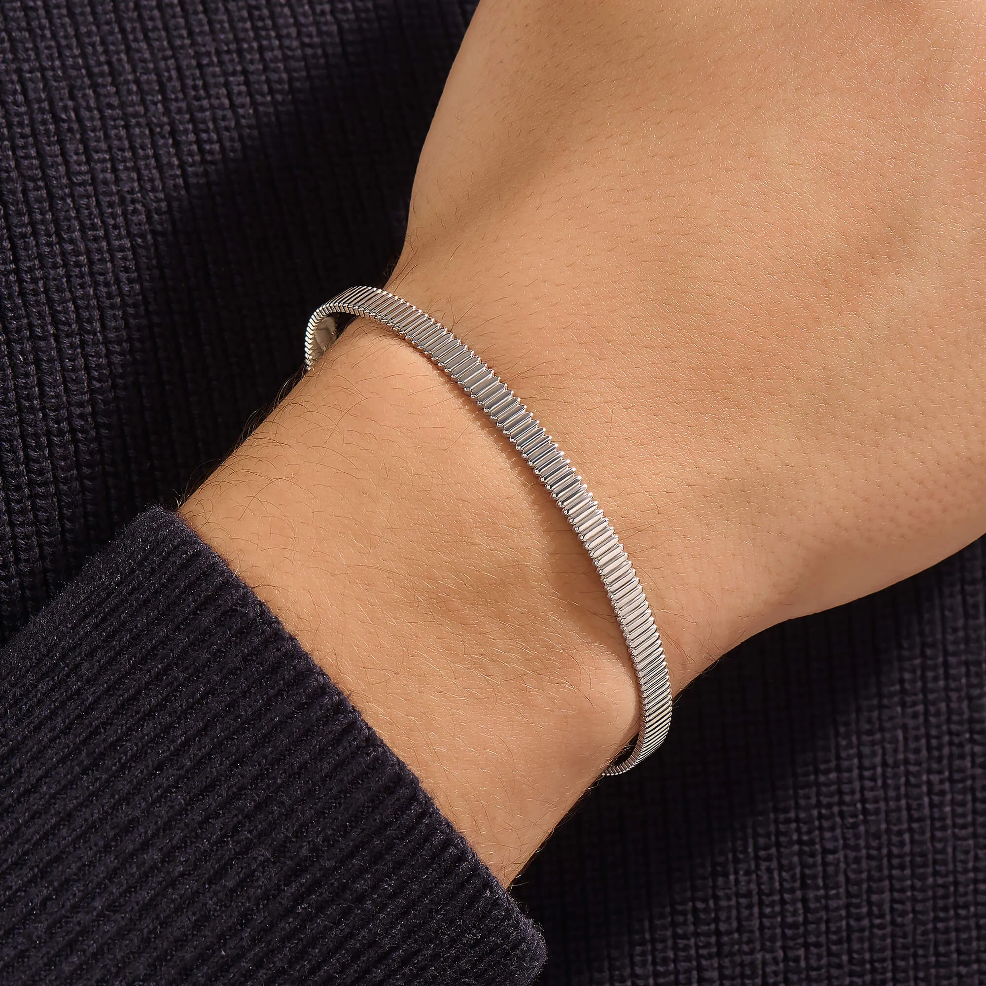 Grosgrain Cuff in Silver