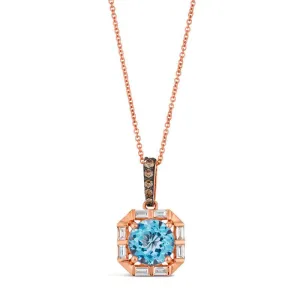 Le Vian Blue Topaz Diamond Halo Pendant