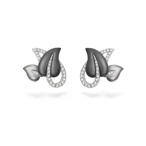 Leaf Diamond and White Gold Earrings