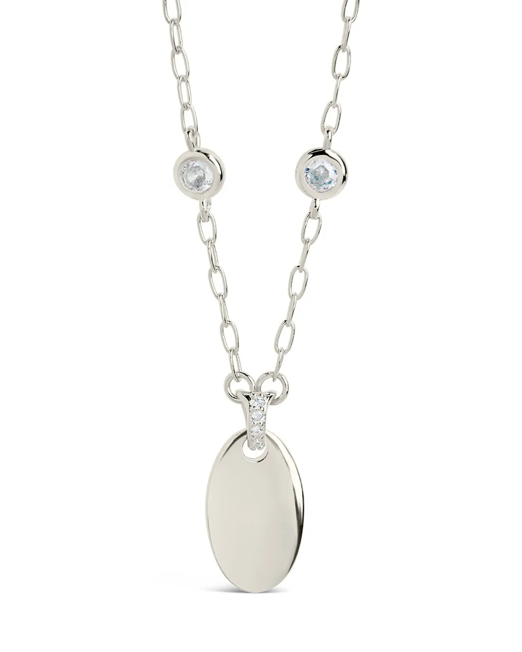 Leota Stationed CZ & Oval Pendant Necklace