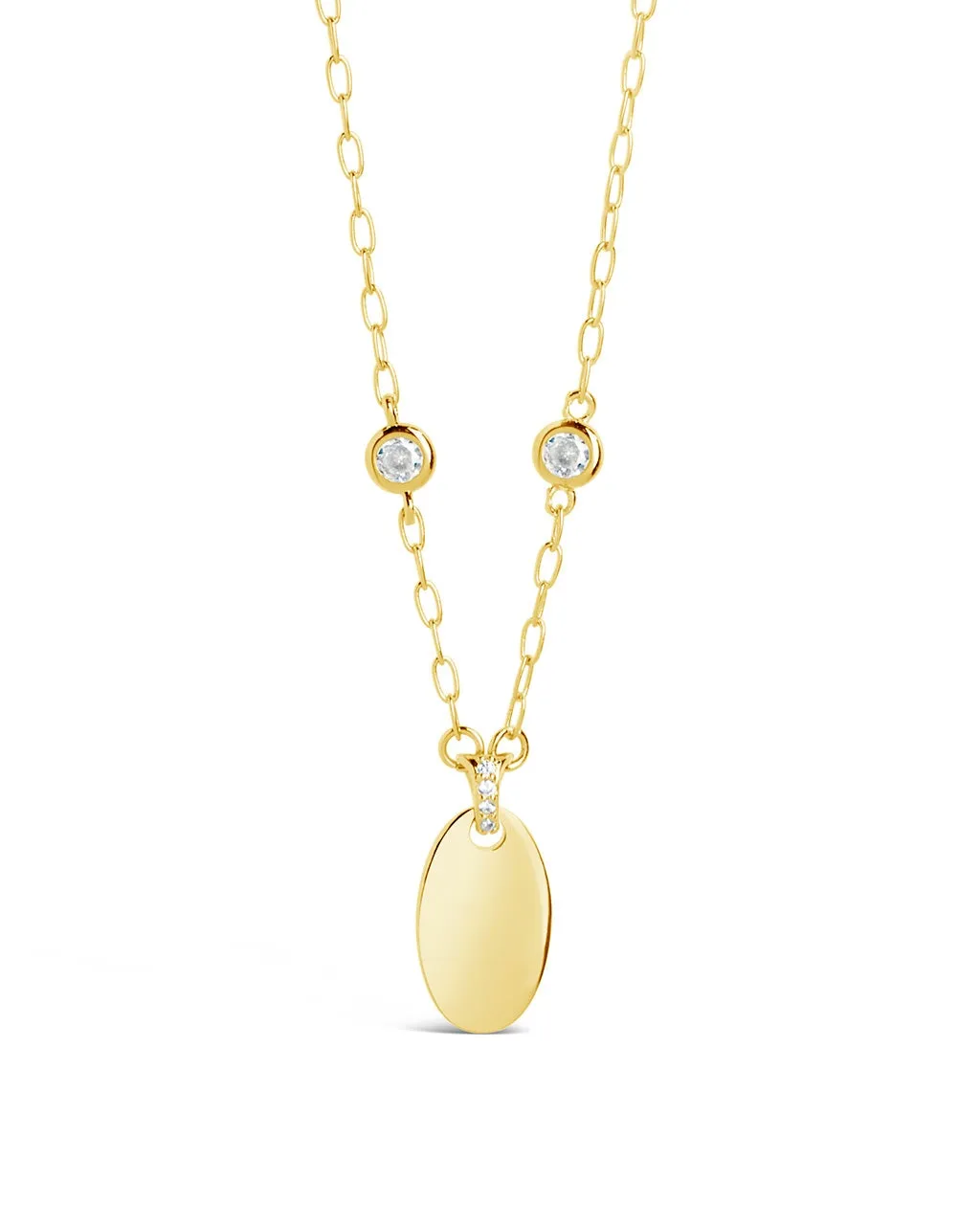 Leota Stationed CZ & Oval Pendant Necklace