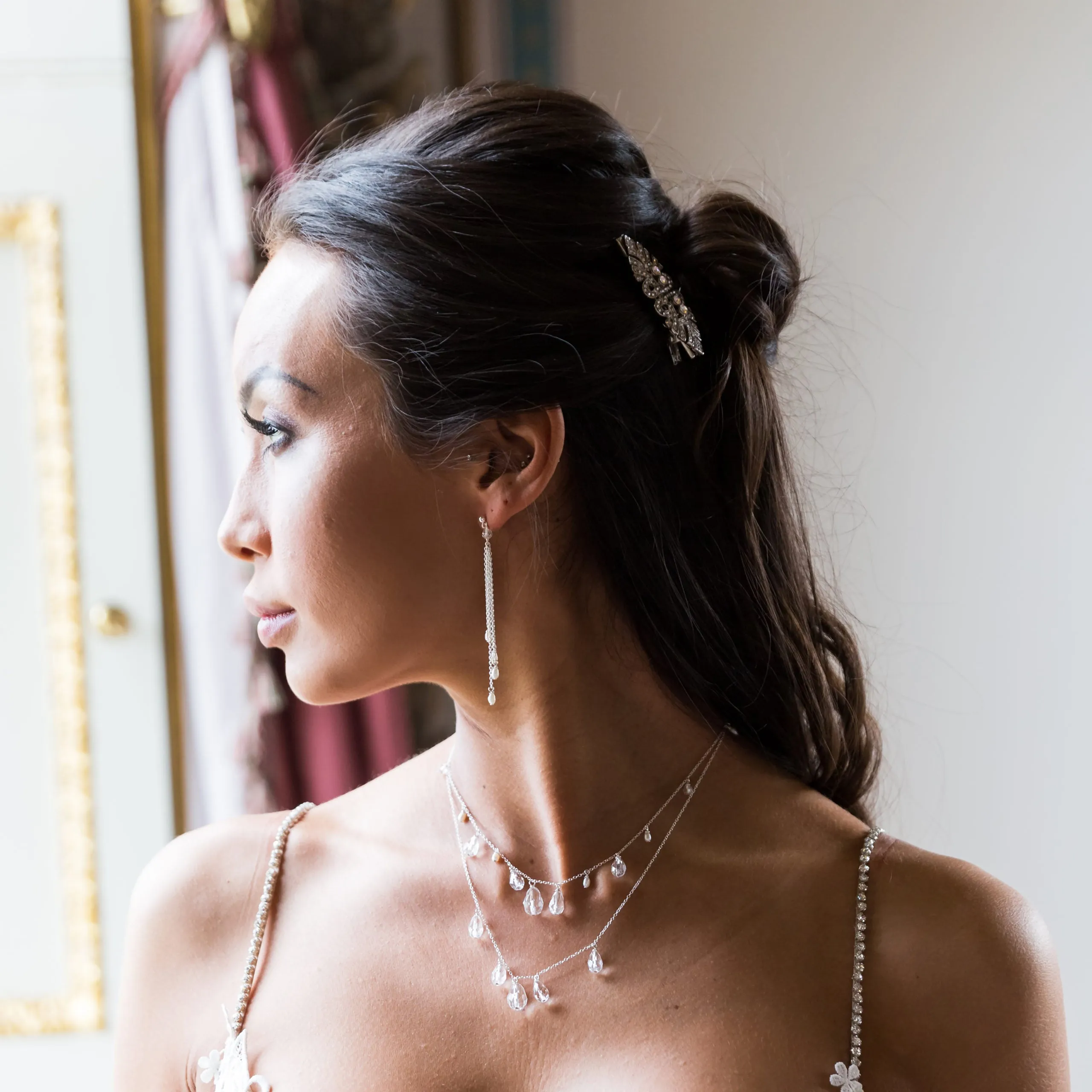 Lili Crystal & Pearl Wedding Necklace