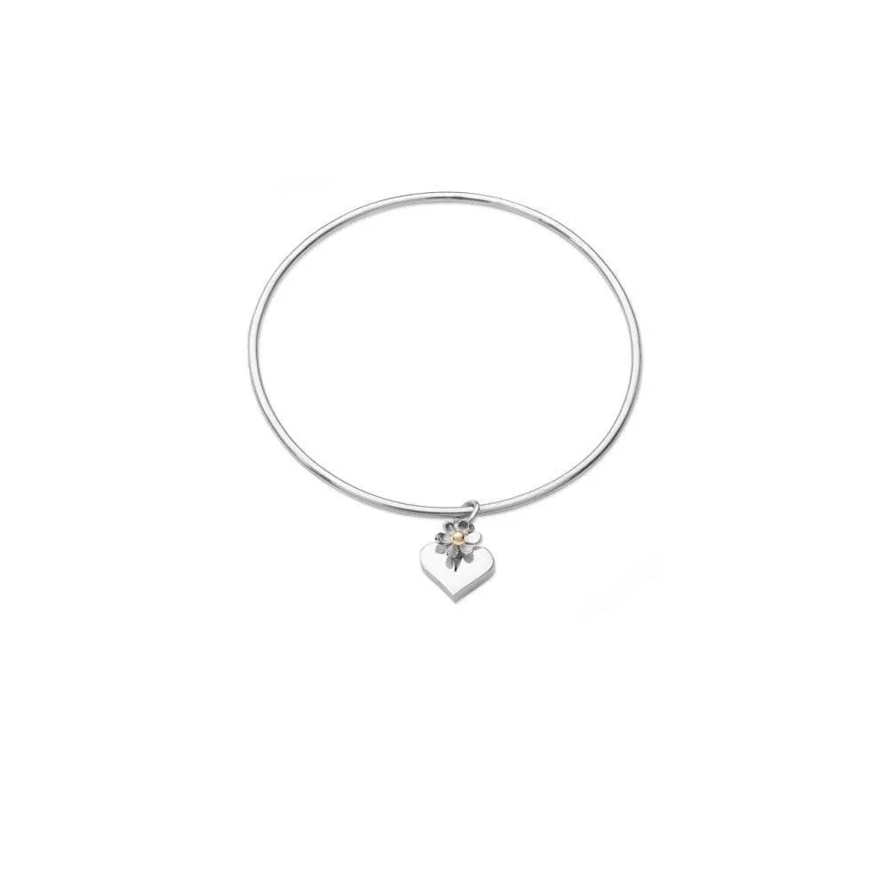 Linda Macdonald Silver hearts and flowers bangle