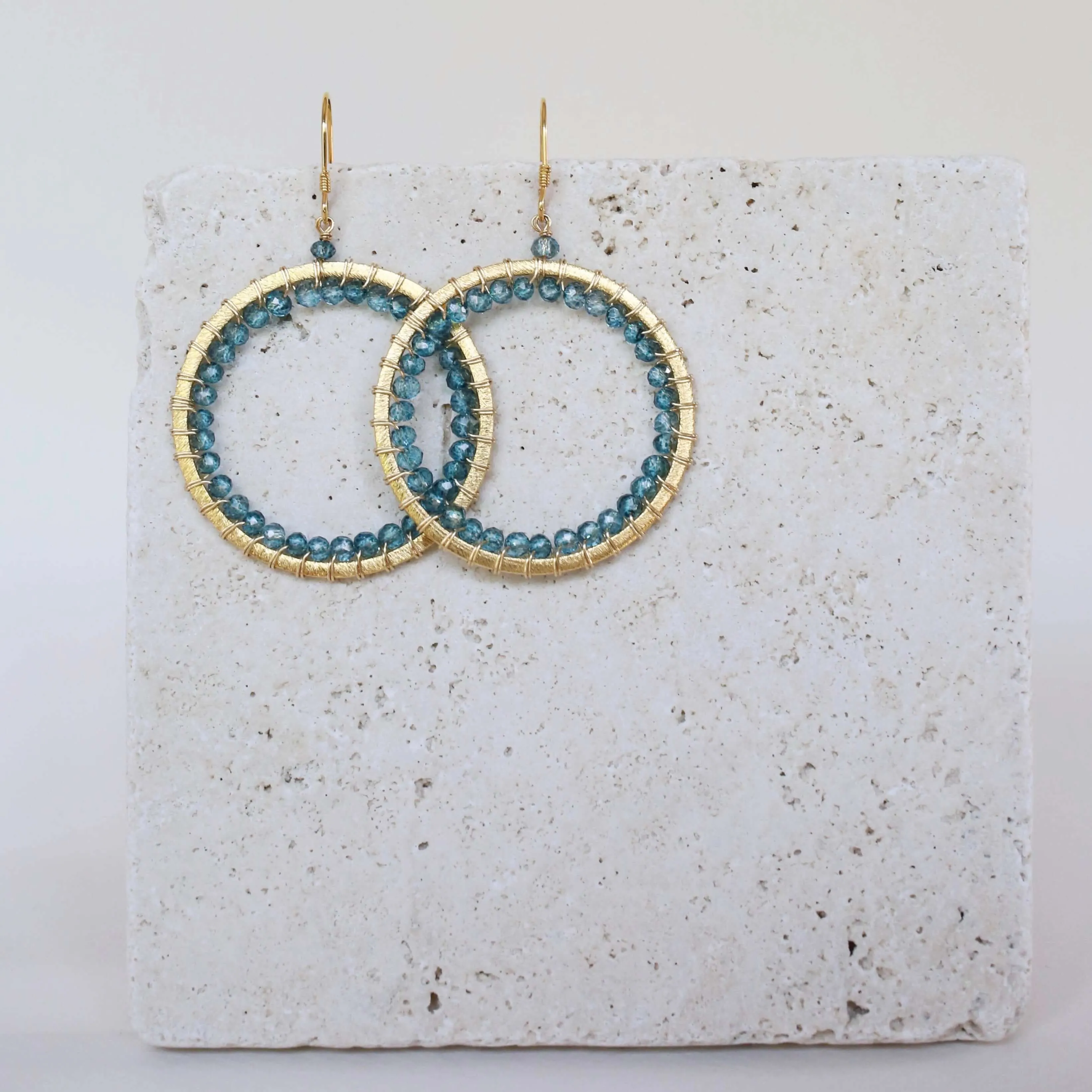 London Blue Quartz Halo Earrings