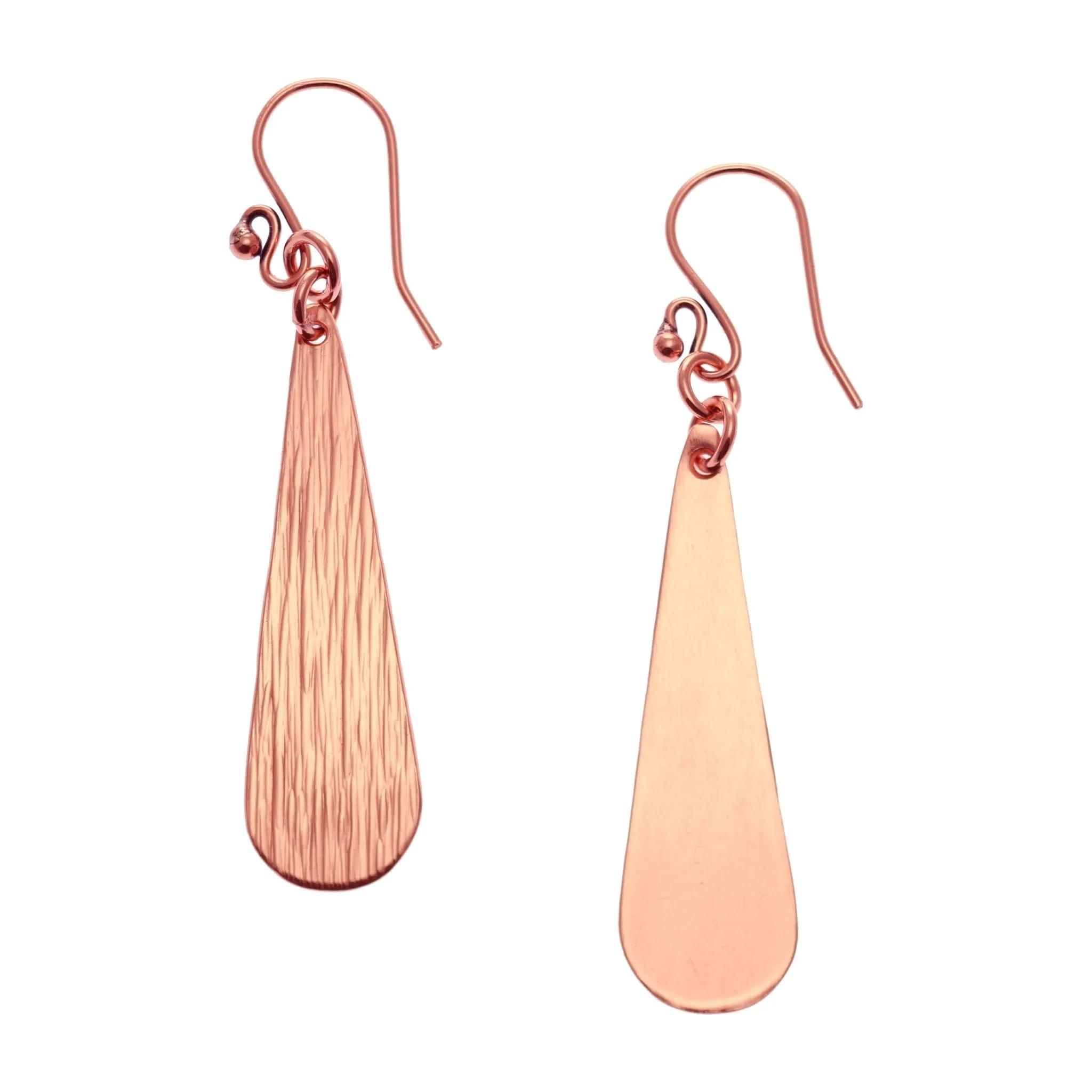 Long Teardrop Copper Bark Earrings