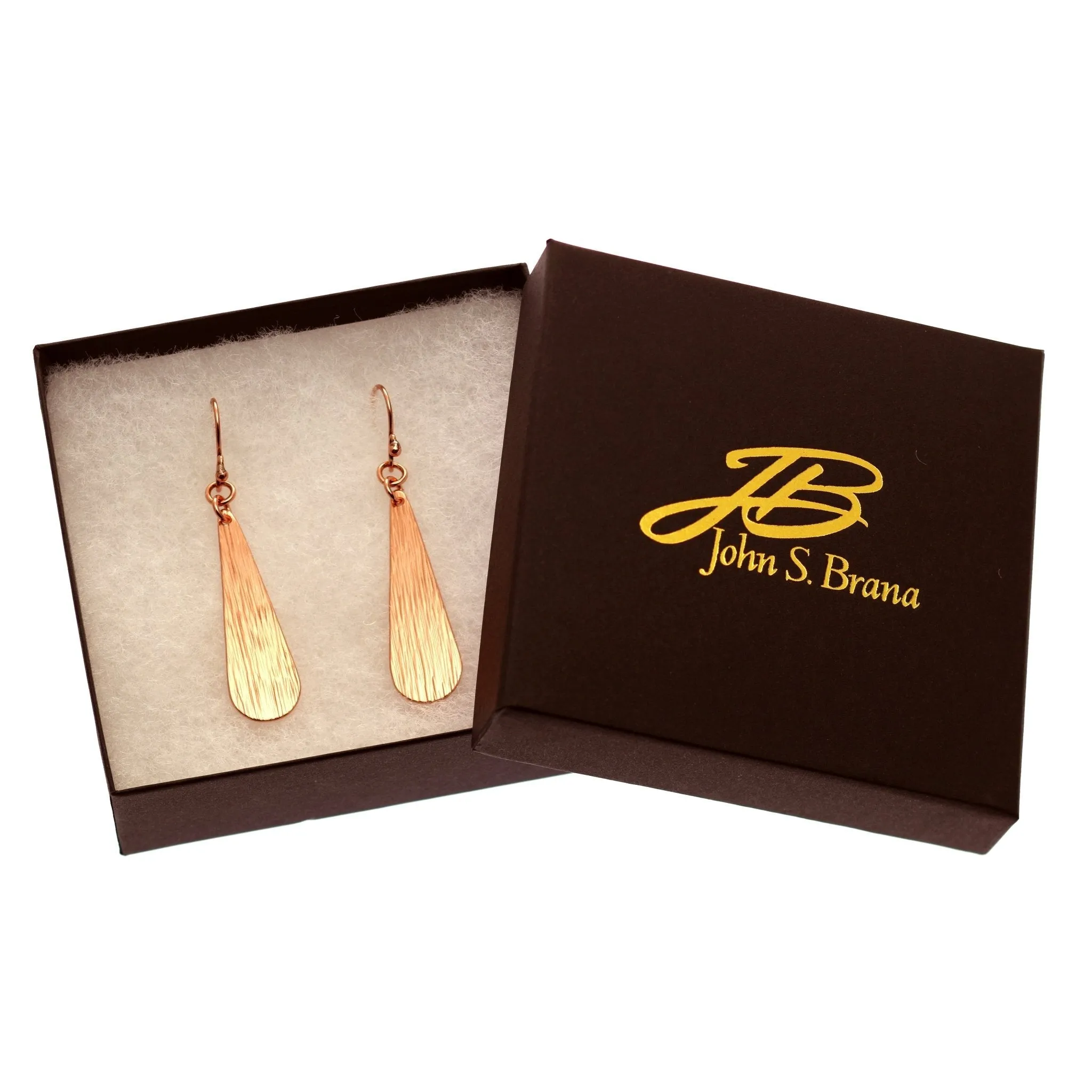 Long Teardrop Copper Bark Earrings