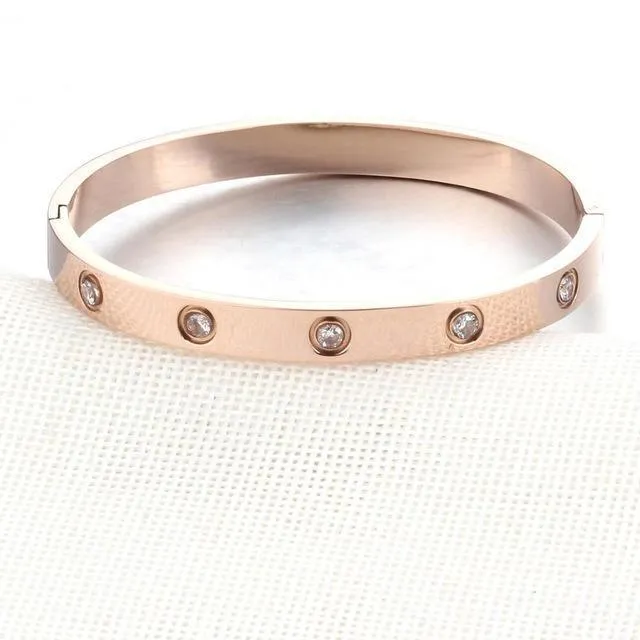 Love Crystal Screw Bracelets Stainless Steel Bangle US Fast shipping