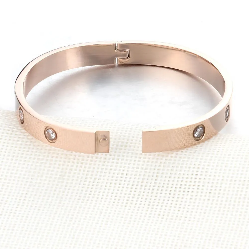 Love Crystal Screw Bracelets Stainless Steel Bangle US Fast shipping