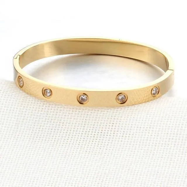 Love Crystal Screw Bracelets Stainless Steel Bangle US Fast shipping