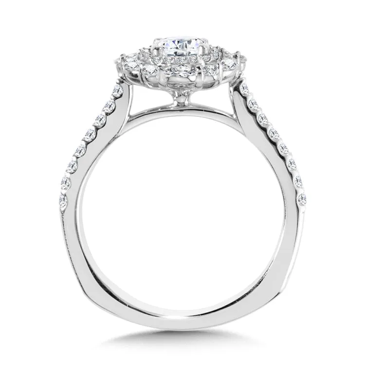 Marquise-Accented Double Halo Diamond Engagement Ring