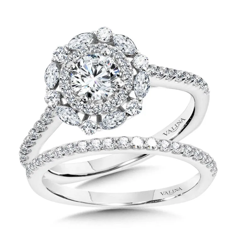 Marquise-Accented Double Halo Diamond Engagement Ring