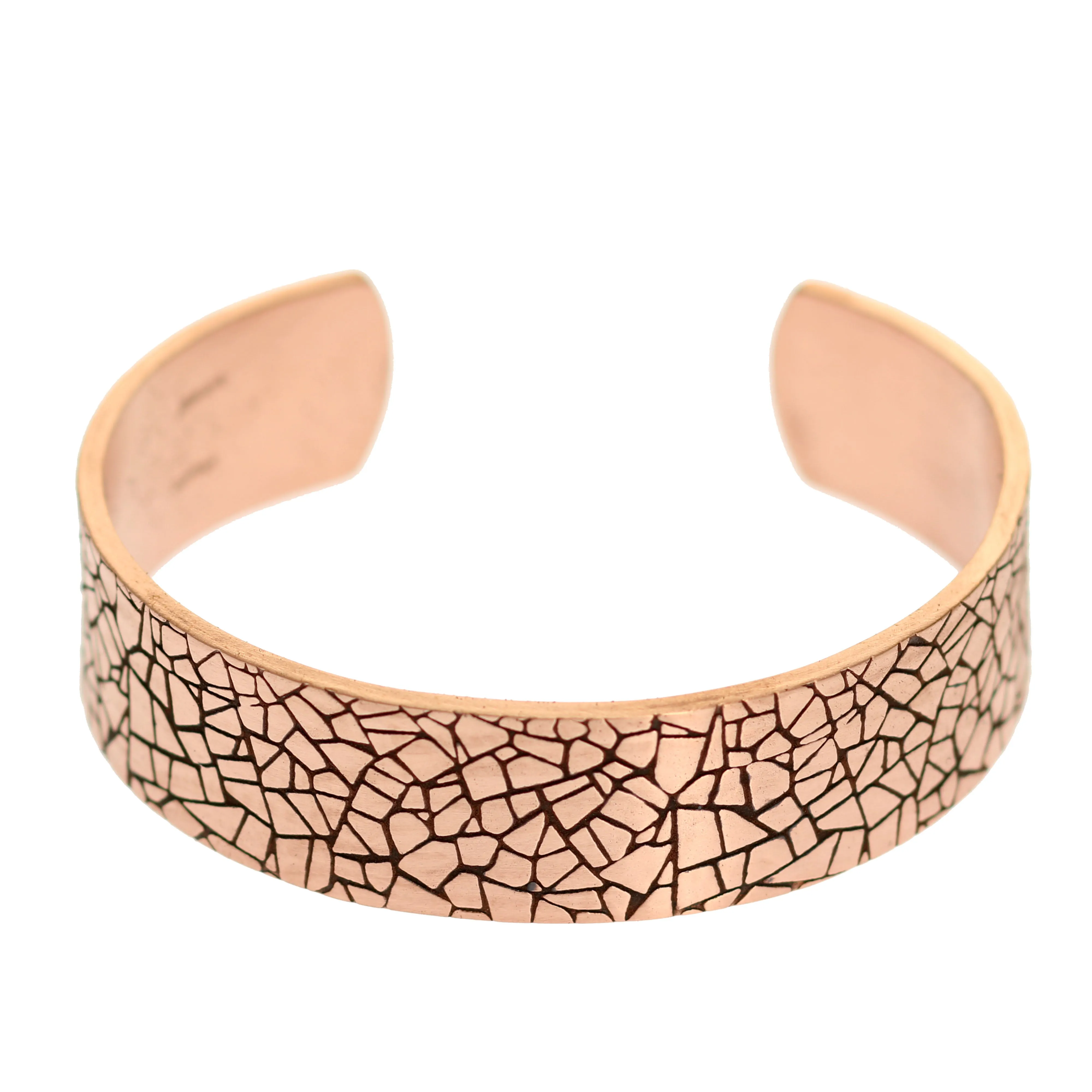 Men's Mosaic Embossed Solid Copper Cuff - 3/4 Inch Wide