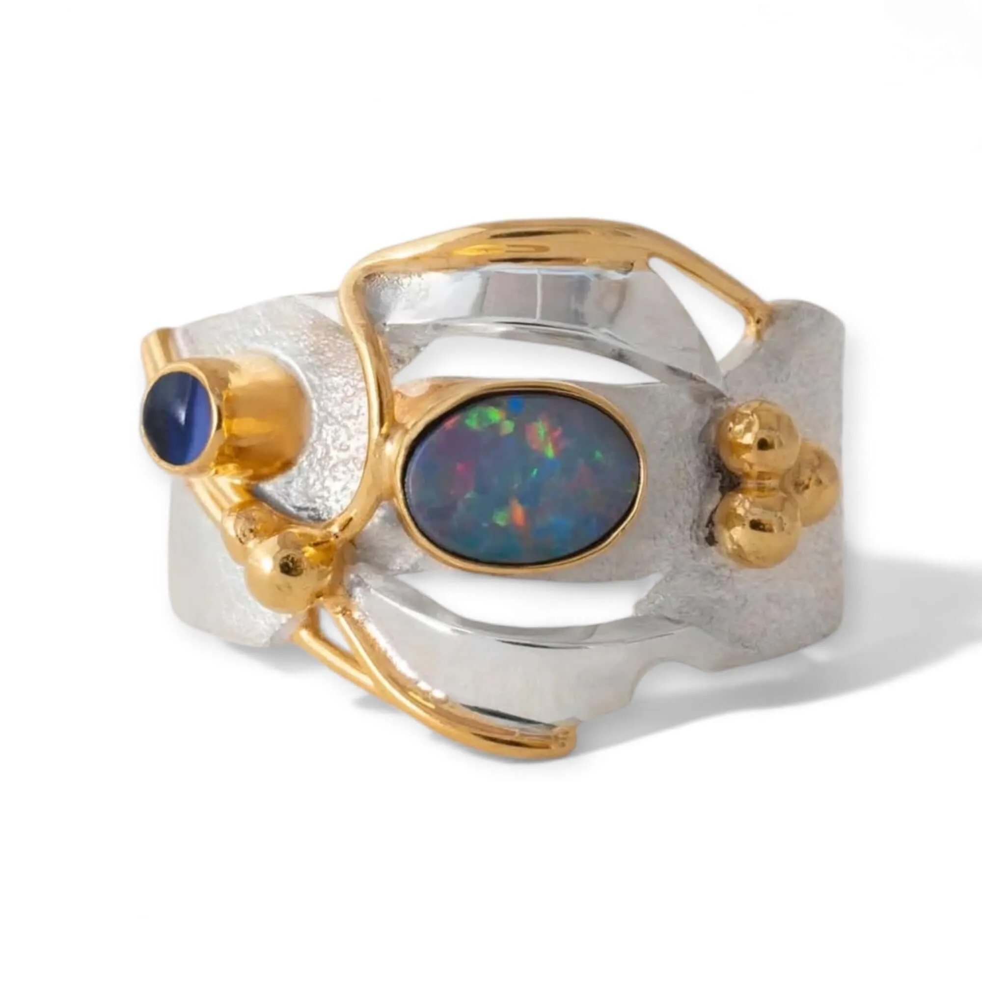 Monet Reflections Water Lily Ring - Sterling Silver with Opal & Amethyst