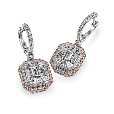 Mosaic Earrings in 18k Gold with Diamonds