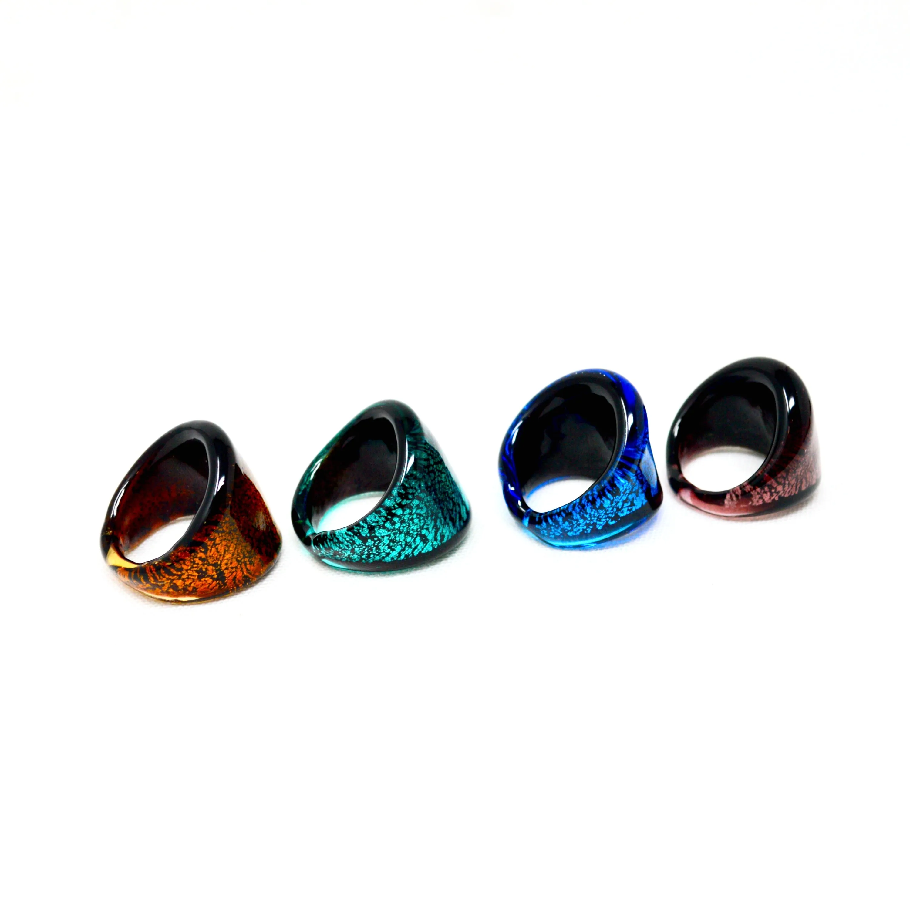 Murano Glass Mistero Statement Rings, Made in Italy