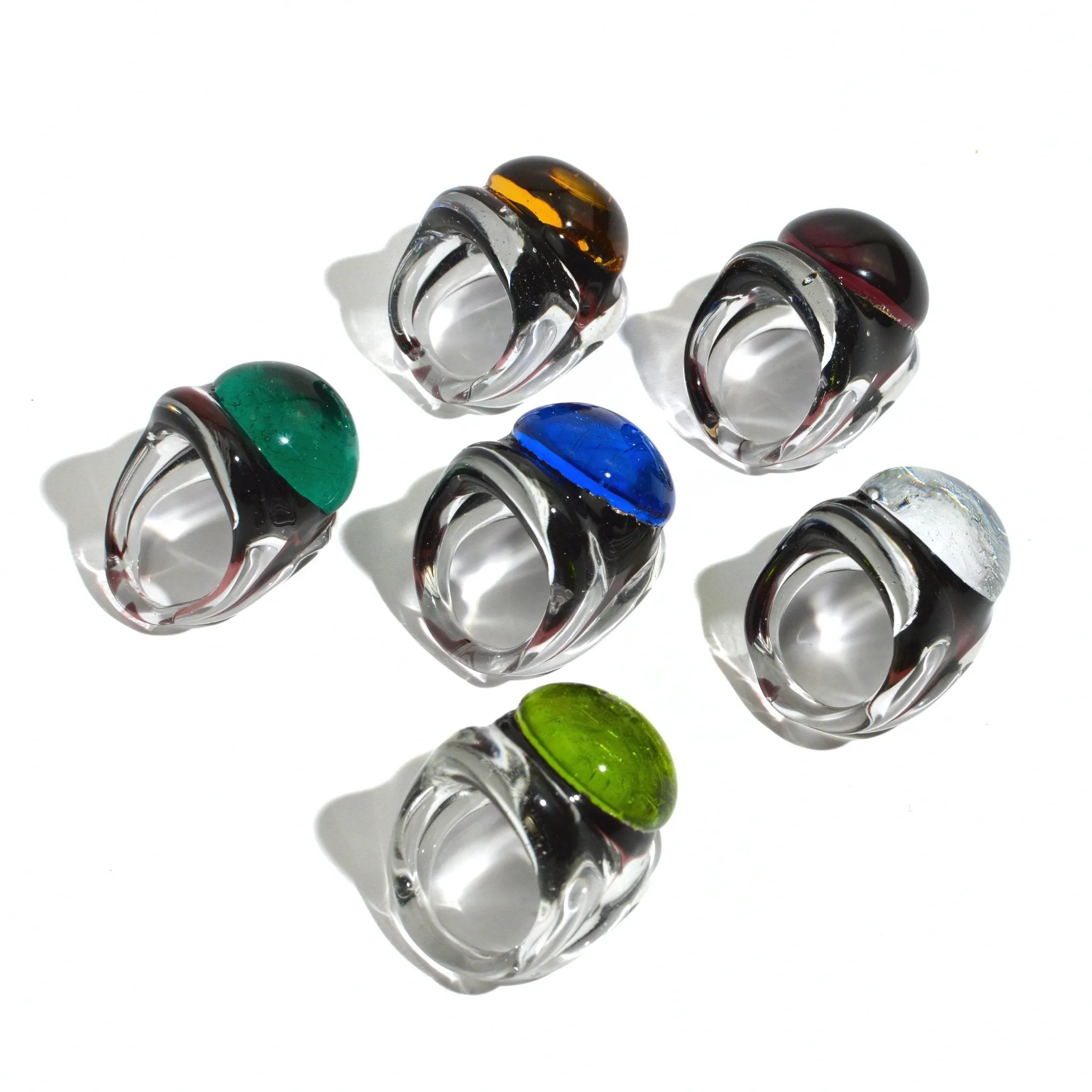 Murano Glass Occhio Statement Rings, Made in Italy