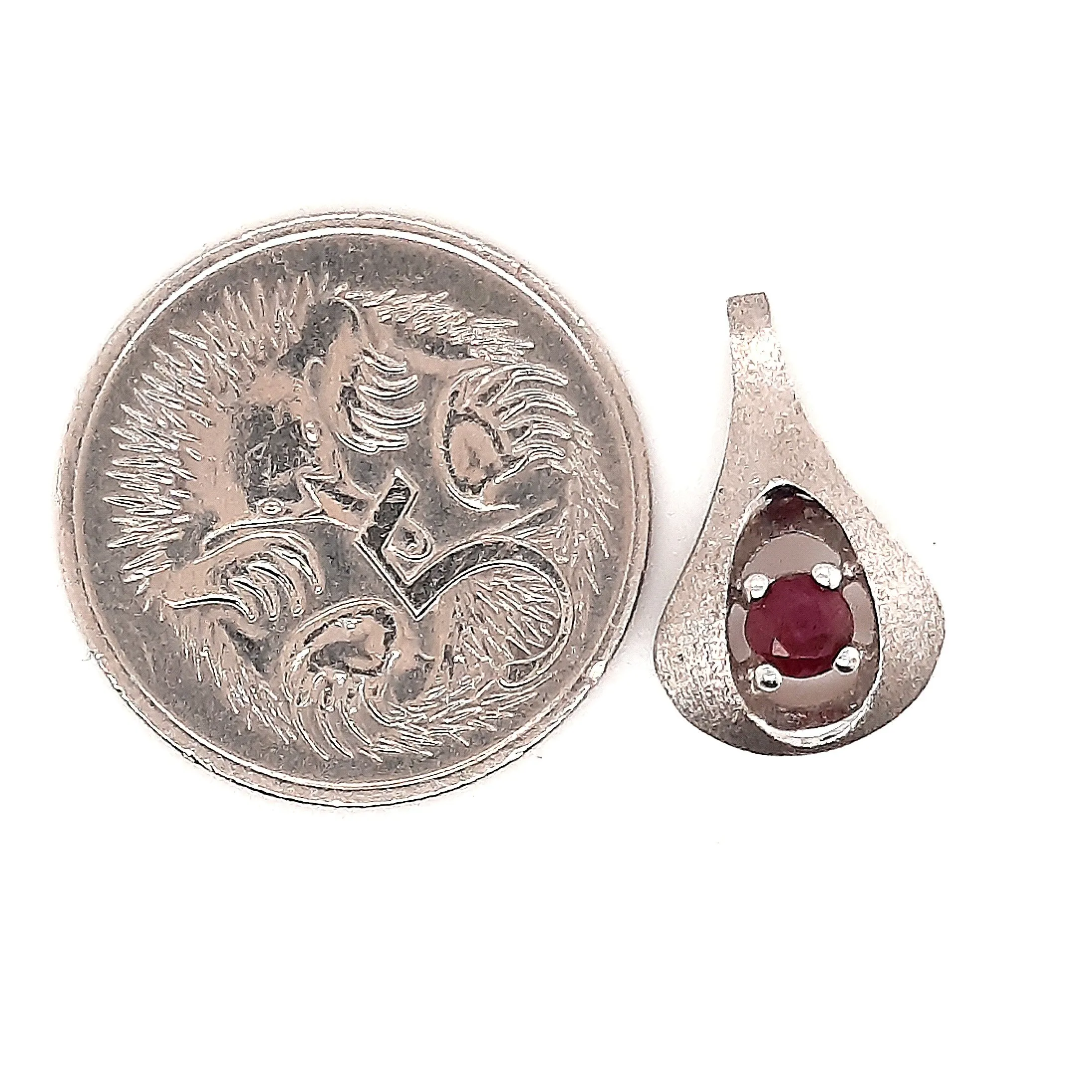 Natural Ruby and14ct White Gold Pendant