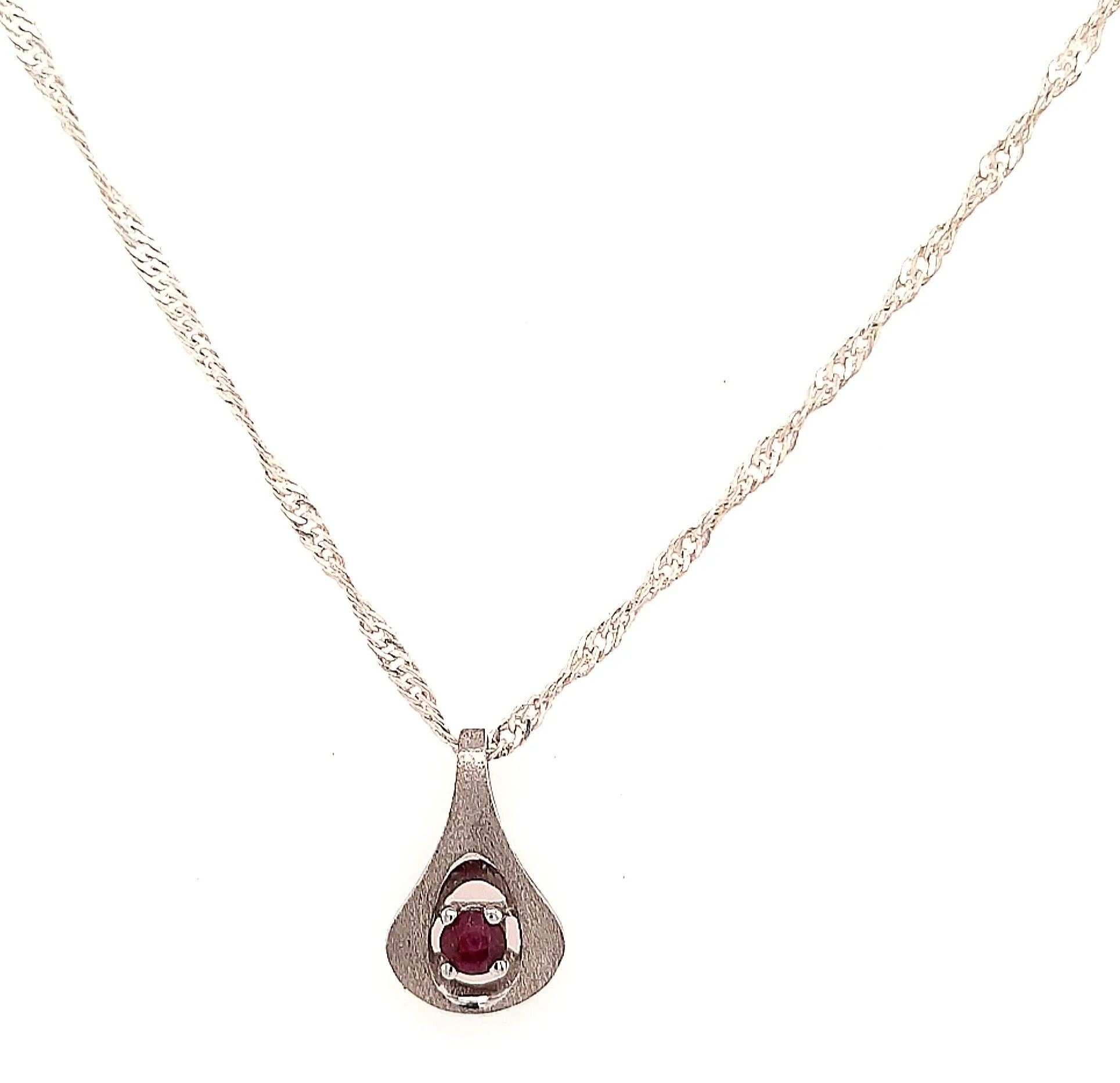 Natural Ruby and14ct White Gold Pendant