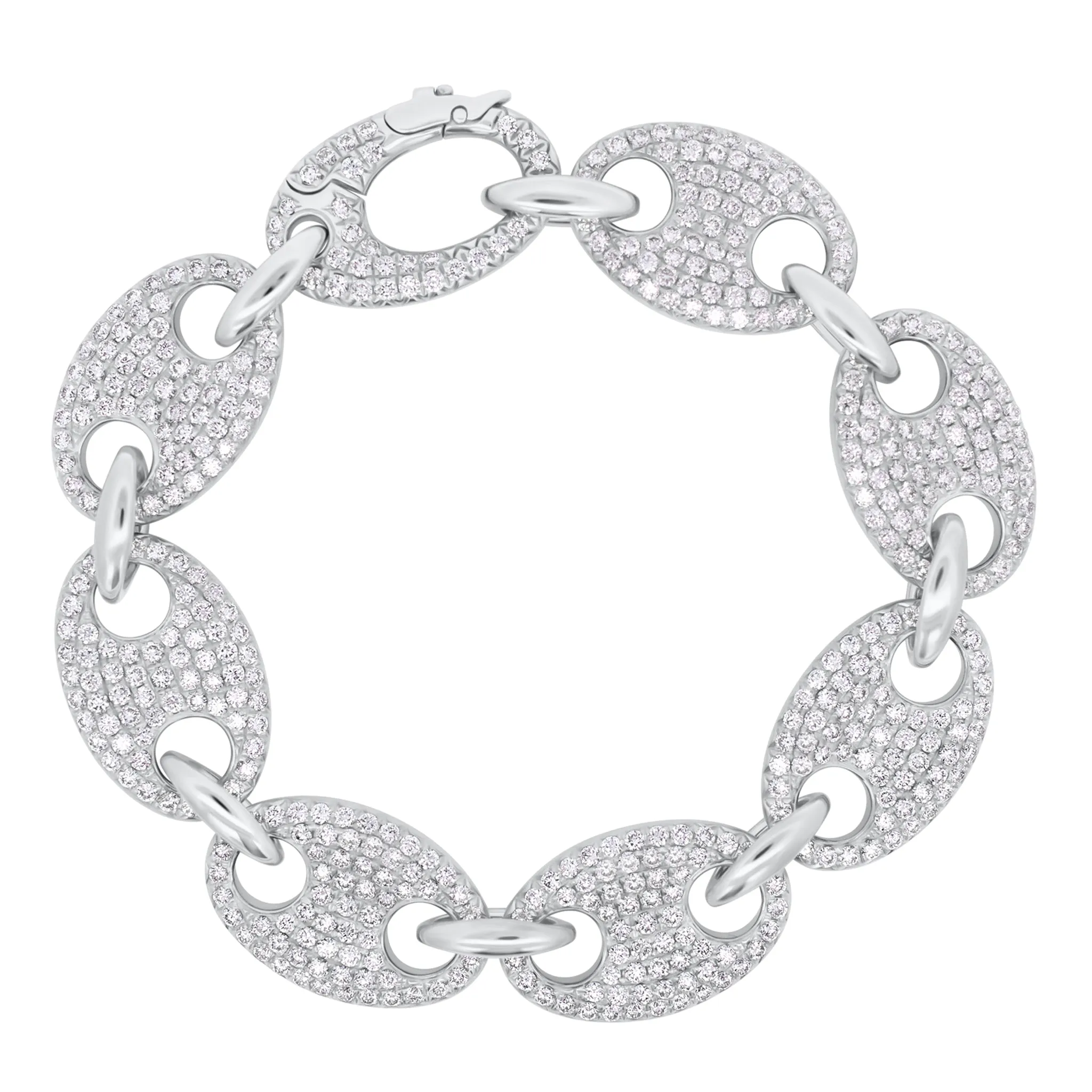 Pave Diamond Puffed Mariner Link Bracelet