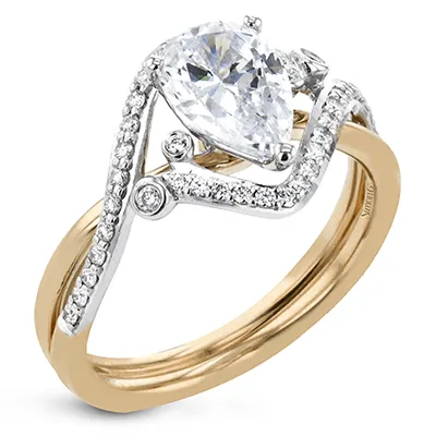 Pear-Cut Criss-Cross Engagement Ring In 18k Gold With Diamonds