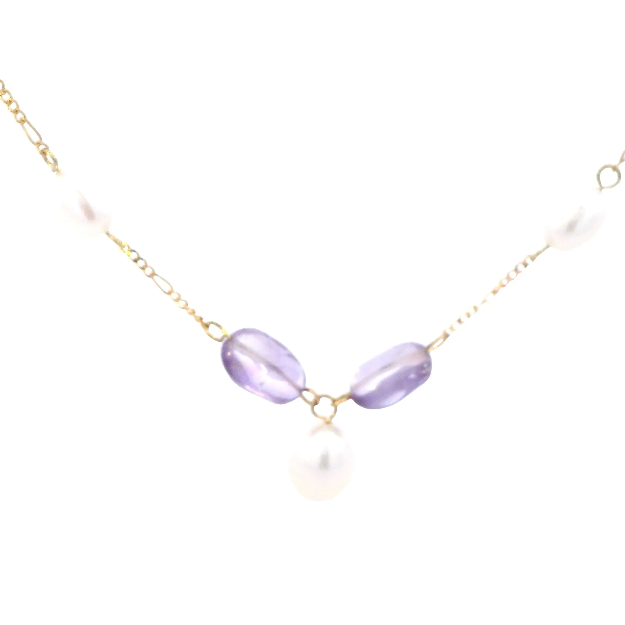 "Enchanting 14ct Yellow Gold Pearl & Gemstone Necklace - Certified Luxe Elegance"