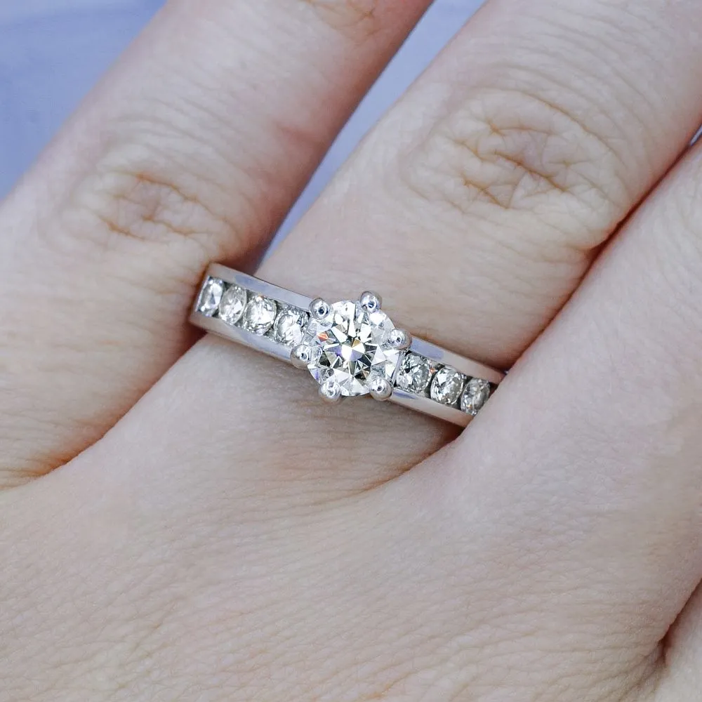 Radiant 1.60CT Round Cut Diamond Engagement Ring in 14KT White Gold