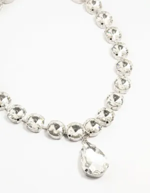 Rhodium Diamante Statement Pendant Necklace