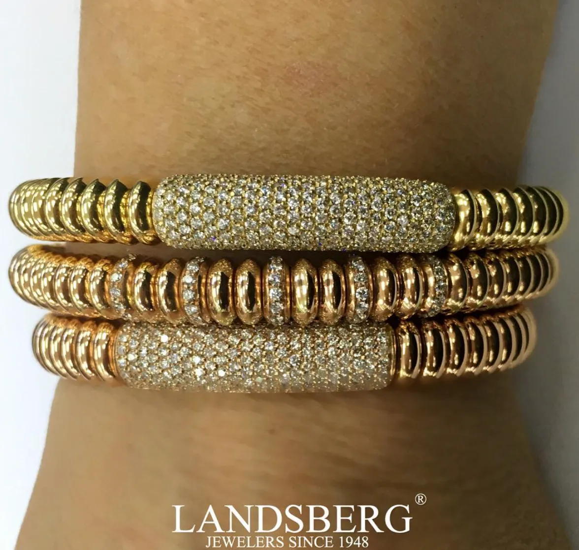 Ribbed Diamond Bar Stretch Bracelet