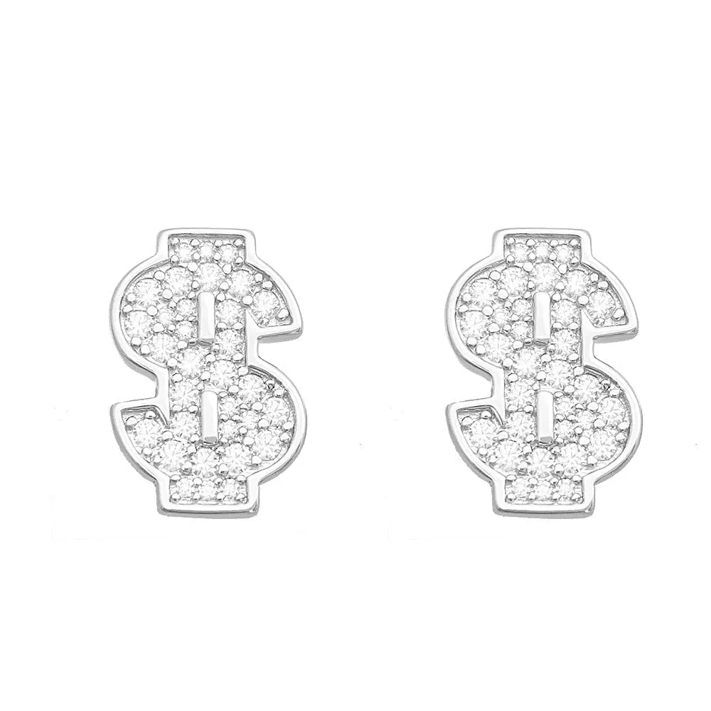 S925 Moissanite Dollar Sign Stud Earrings - VVS1