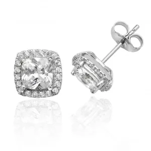 Silver & Co Halo Design Cubic Zirconia Stud Earrings in Sterling Silver SEG0013CZ