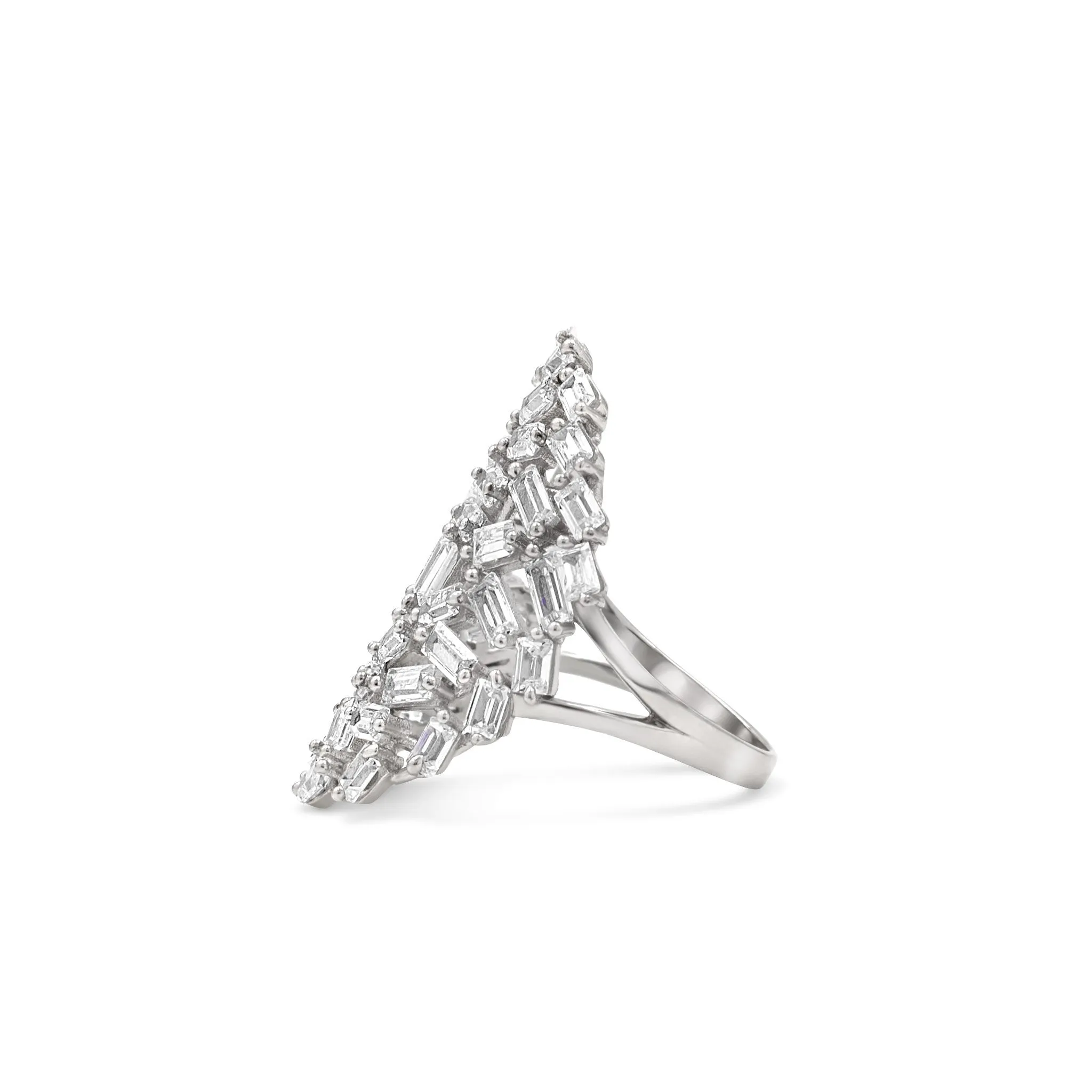 Silver Baguette Cocktail Ring