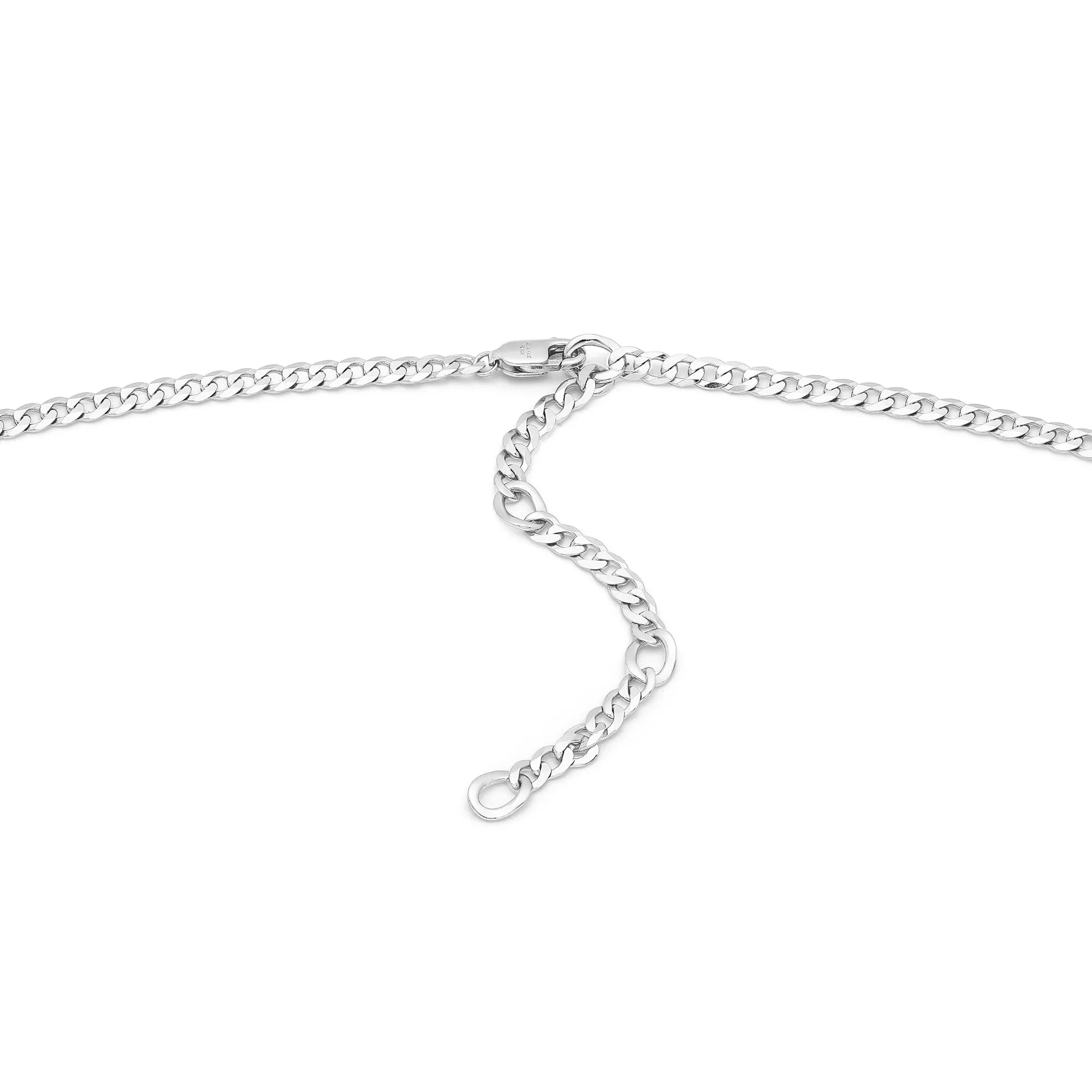 Silver Curb Chain Charm Connector Necklace