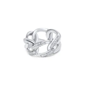 Silver Large Pave Curb Ring