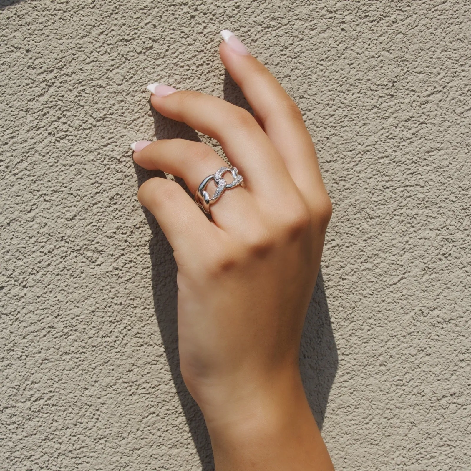 Silver Large Pave Curb Ring