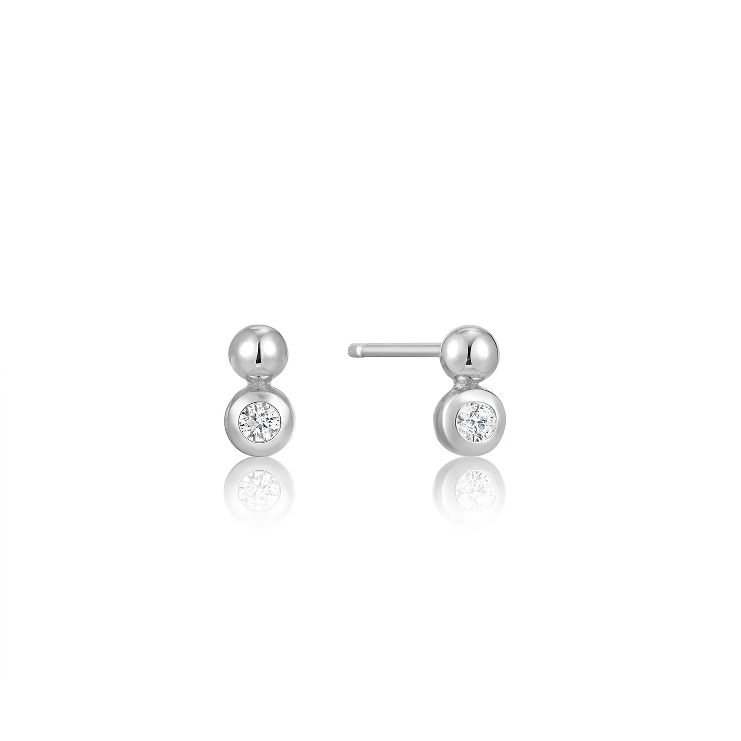 Silver Orb Sparkle Stud Earrings