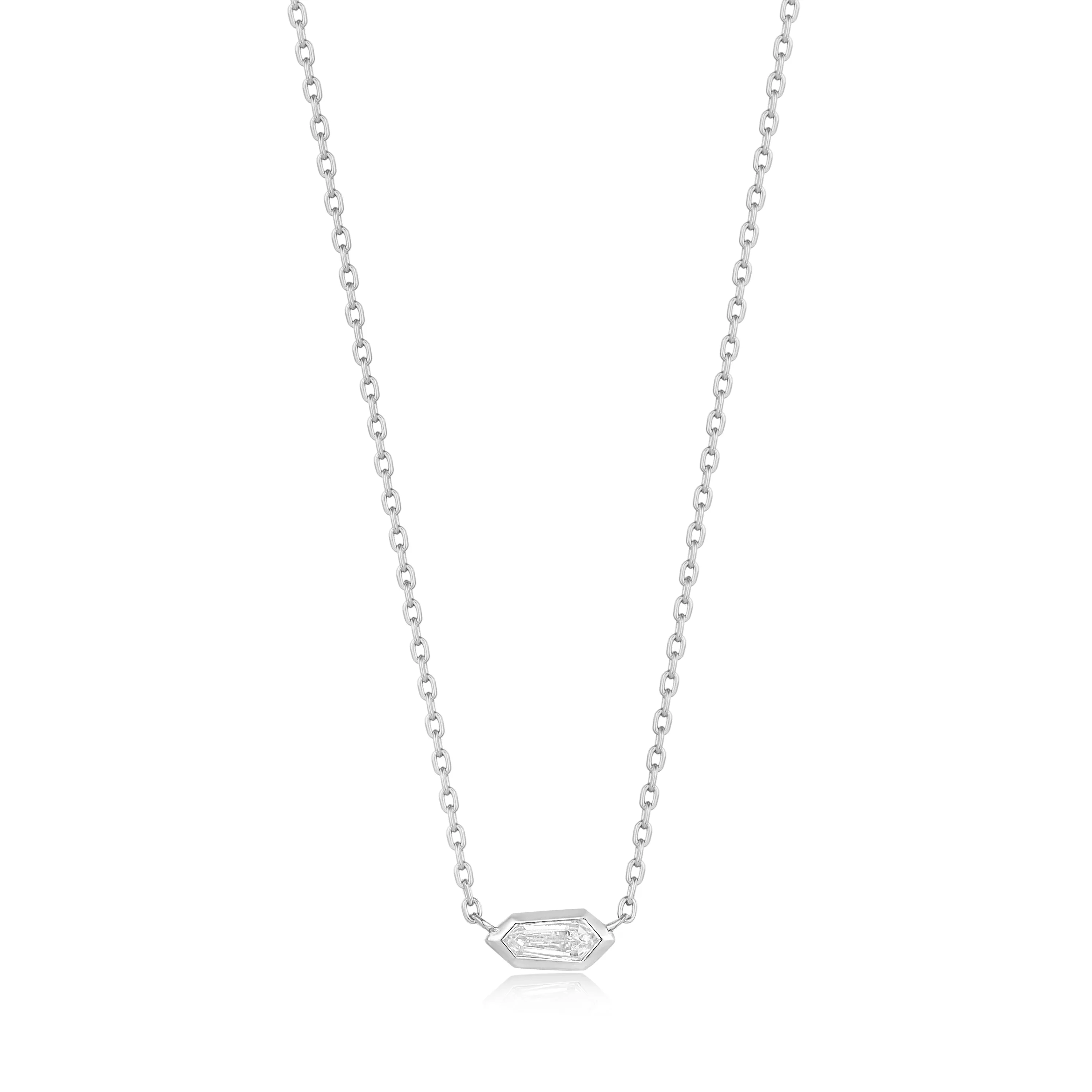 Silver Sparkle Emblem Chain Necklace