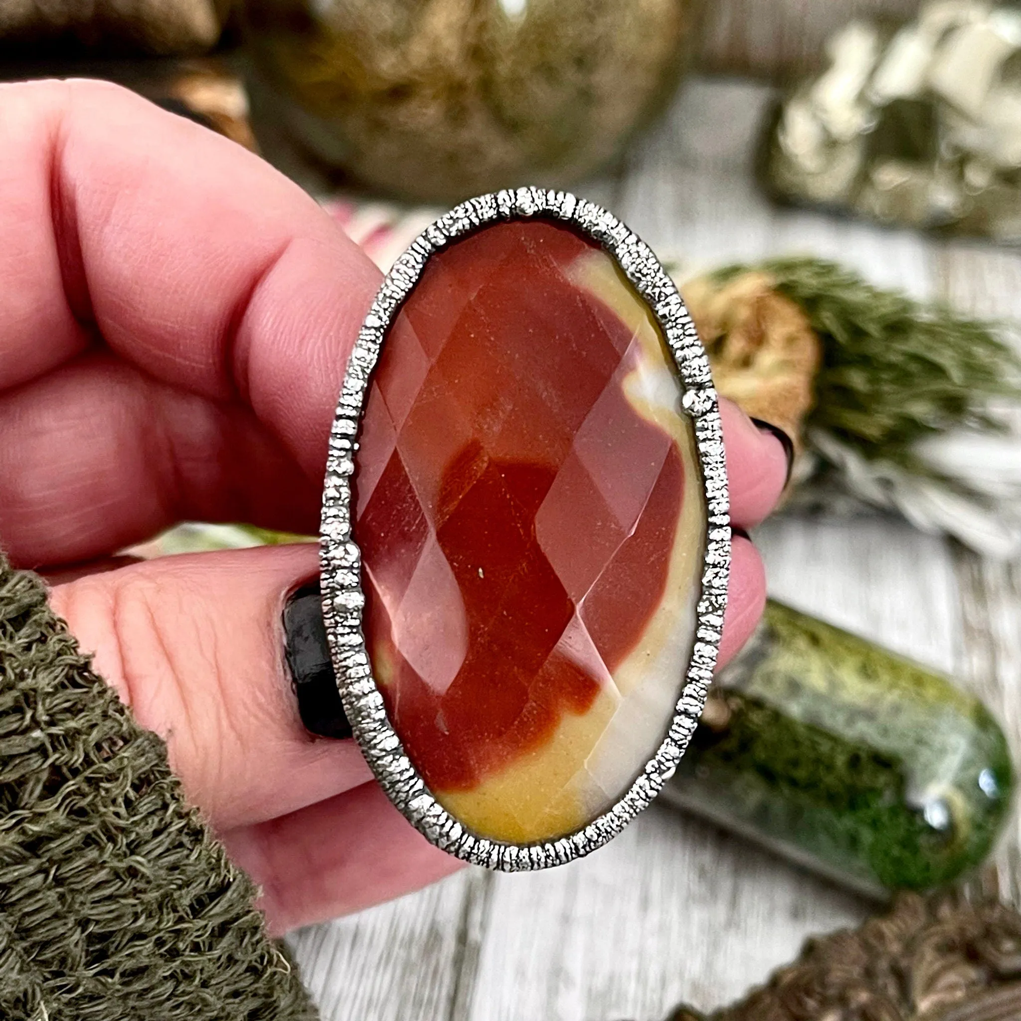 Size 6.5 Big Mookaite Stone Statement Ring in Fine Silver / Foxlark Collection - One of a Kind