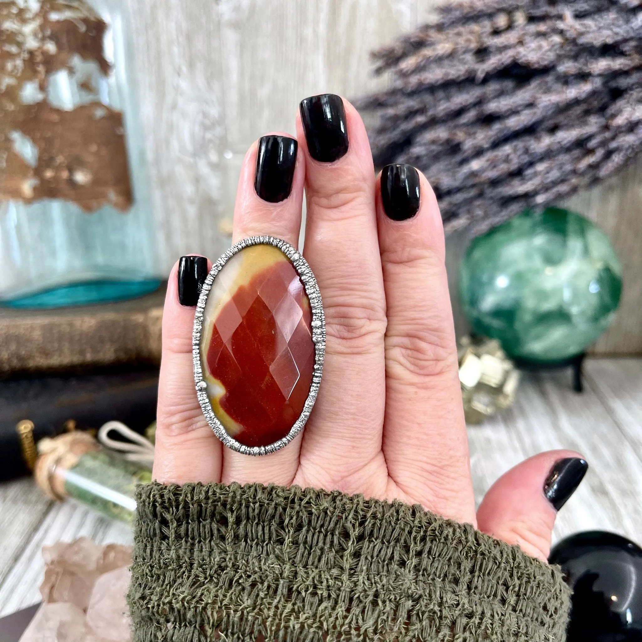 Size 6.5 Big Mookaite Stone Statement Ring in Fine Silver / Foxlark Collection - One of a Kind