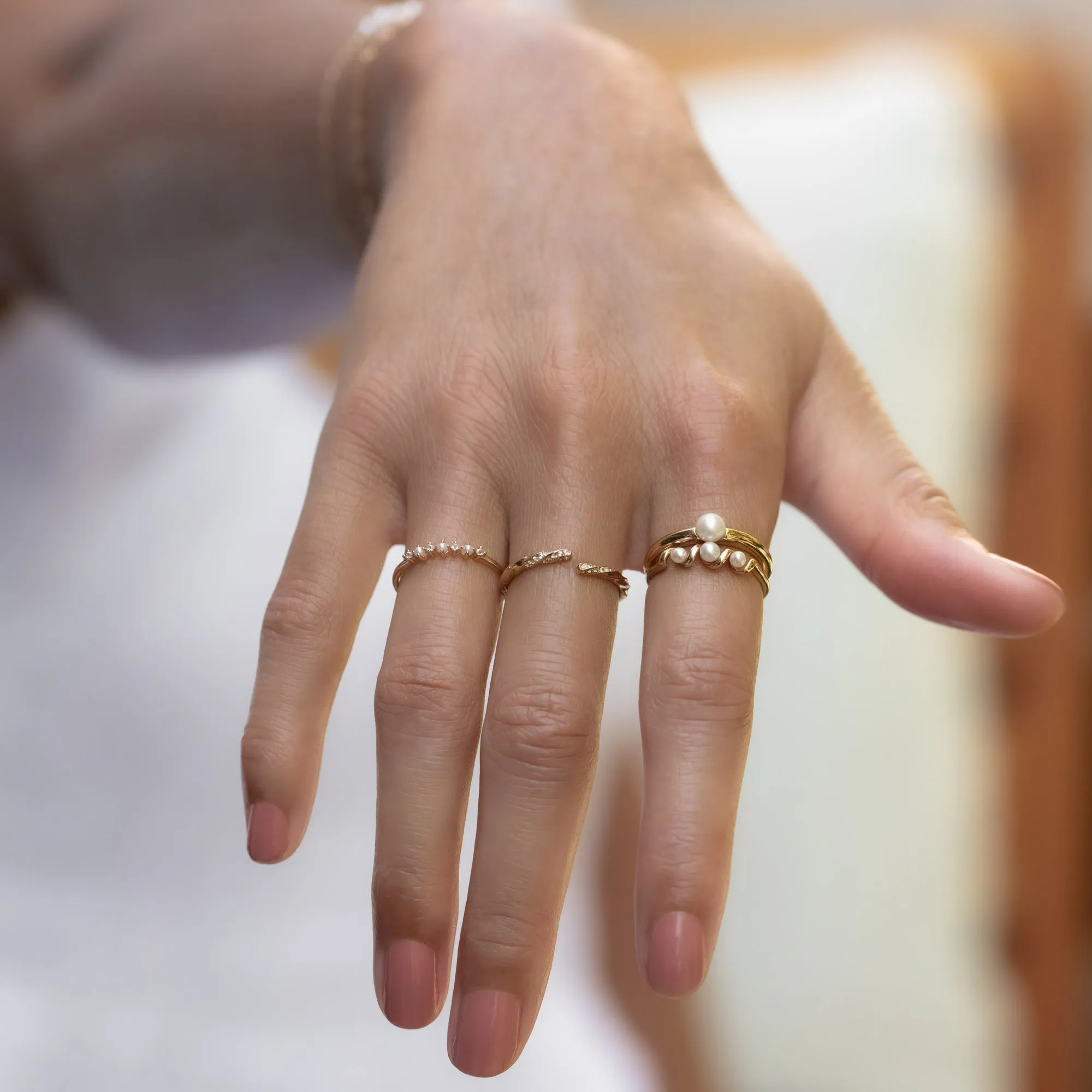 Solid Gold Bold Pearl Ring