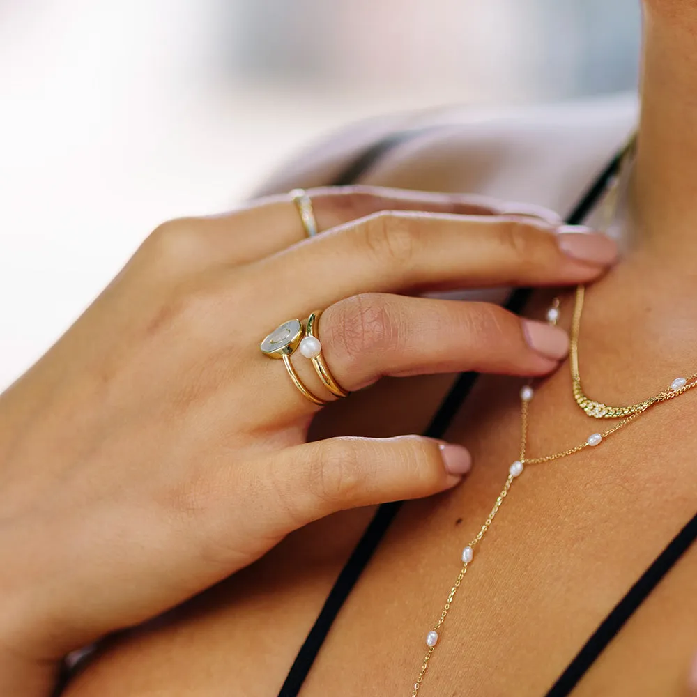 Solid Gold Bold Pearl Ring