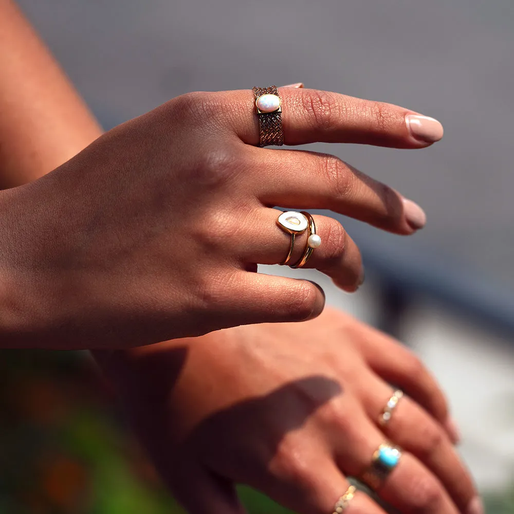 Solid Gold Bold Pearl Ring