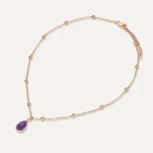 Sparkling Crystal & Amethyst Clasp Necklace In Gold-Tone