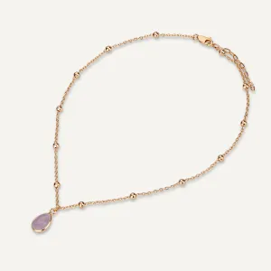 Sparkling Crystal & Rose Quartz Clasp Necklace In Gold-Tone