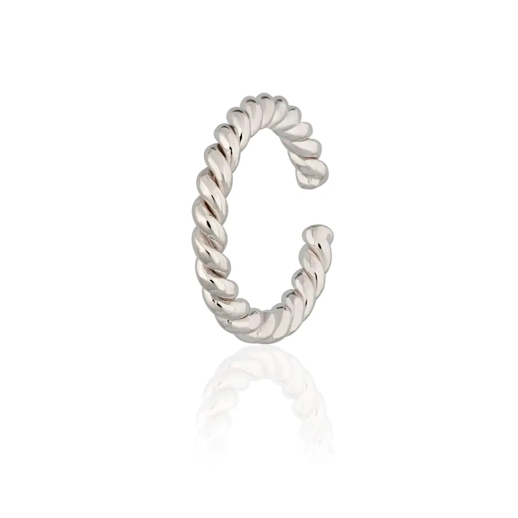 SPESSS183 Twist Single Ear Cuff - Sterling Silver