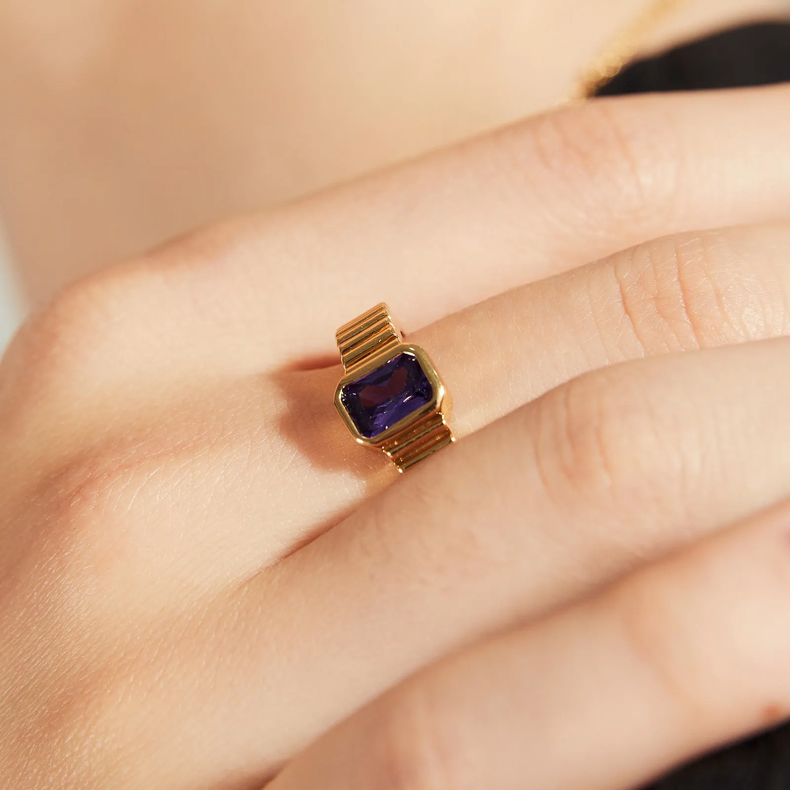 Square Gemstone Ring