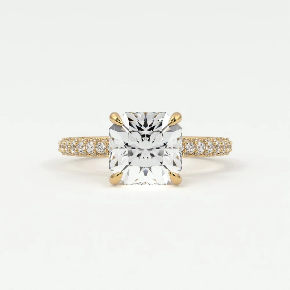 Square Radiant Cut Diamond Engagement Rings, Lab Grown