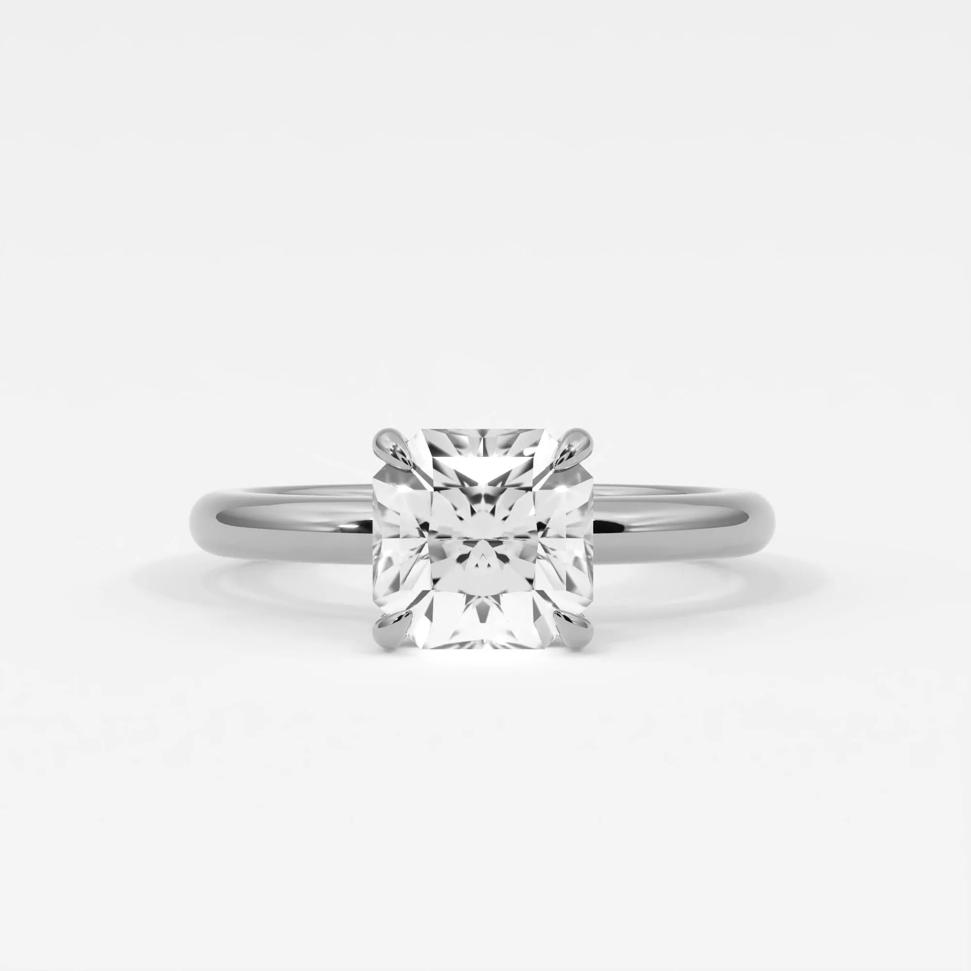 Square Radiant Cut Pave Diamond Hidden Halo, Gold Band