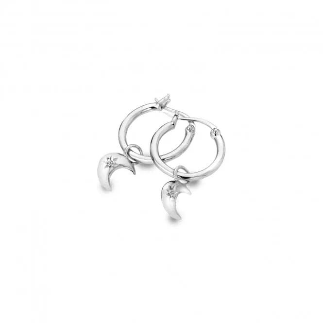 Sterling Silver Crescent Drop Earrings DE629