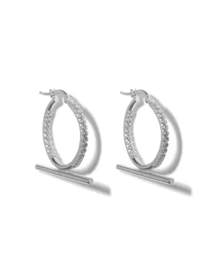 Trapeze Crystal Earrings <br> Silver he