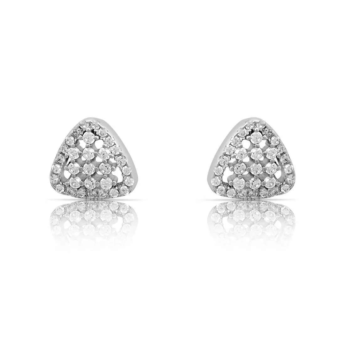 Triangular Bliss Rhodium Plated 925 Sterling Silver Stud Earrings